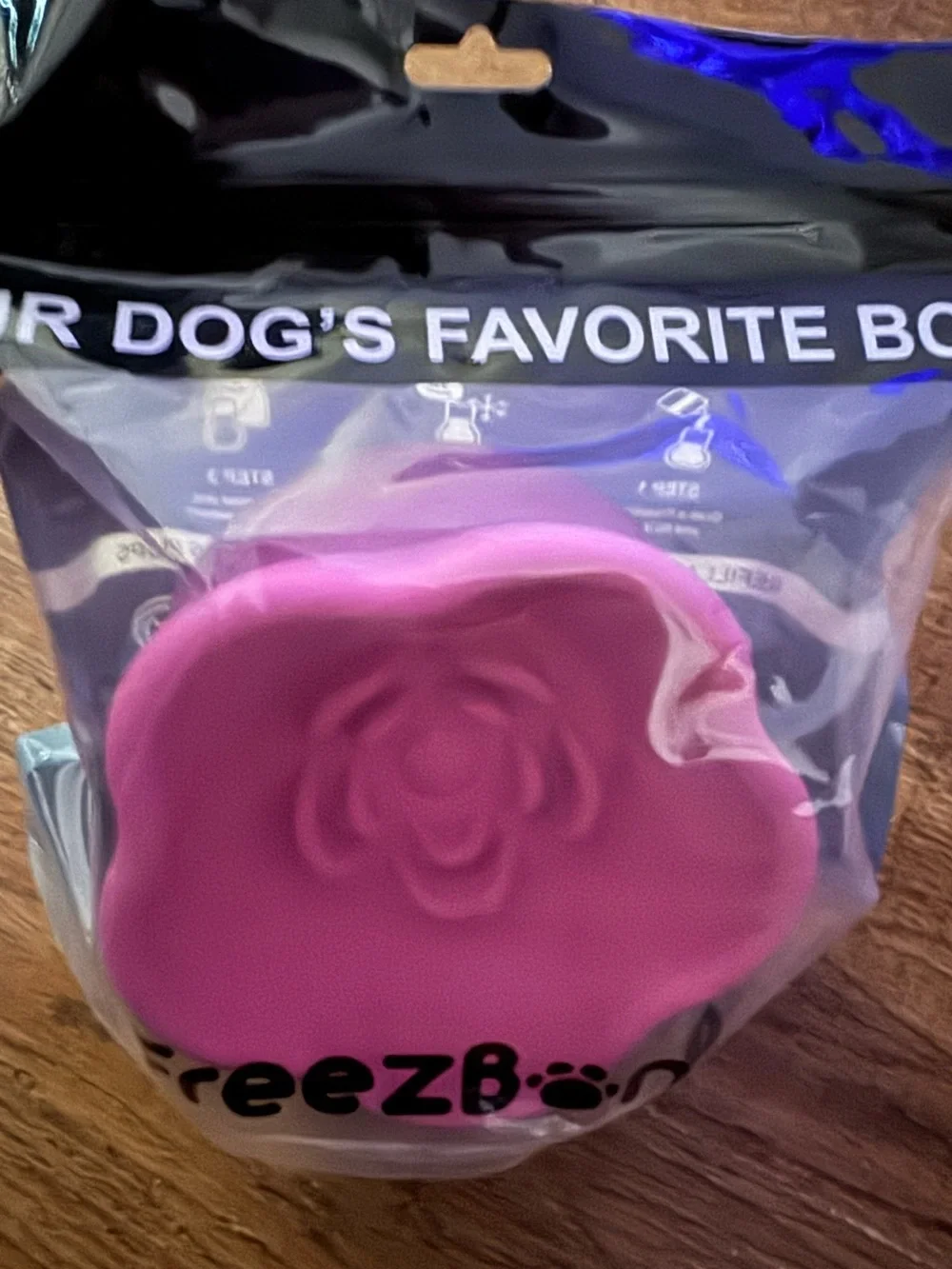 Freezbone Large Pink Flower Freezer you, treat bowl NEW sealed up to 90 pounds
